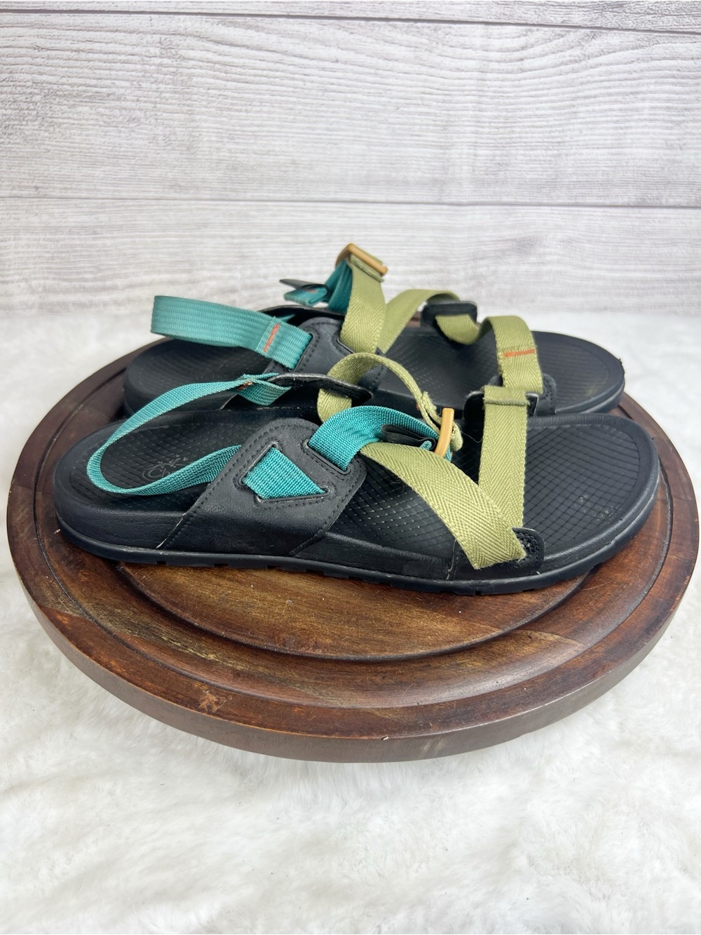 Chaco Lowdown Blue Green Strappy Sandals Women’s Size 9 Outdoor Boho Shoes Beach - Picture 2 of 9